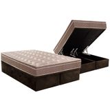 Cama Box Bau Queen Colchao Ortopedico Paropas D28 Ep Pasquale Base Crc Suede Brown 158x198