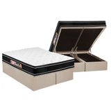 Cama Box Bau Queen Colchao Espuma D33 Castor Black E White Air Double Face Euro Pillow Base Crc Suede Clean 158x198