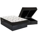 Cama Box Bau Queen Colchao Espuma Ortobom D45 Light Saude Ortopillow Base Crc Suede Gray 158x198