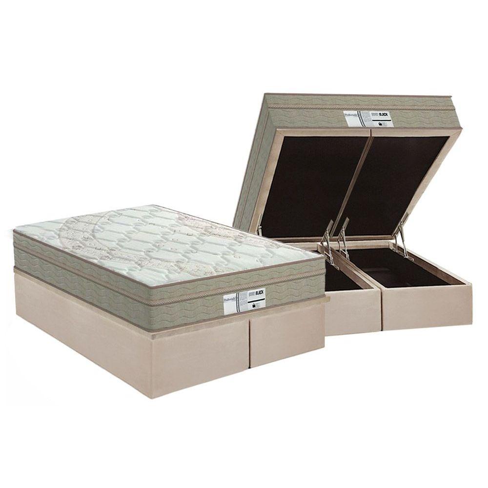 Cama Box Bau King Colchao Molas Probel Prolastic Prodormir Born Base Crc Suede Clean 193x203