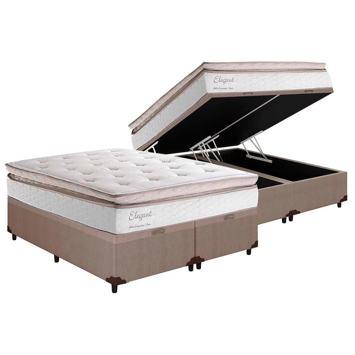 Cama Box Bau Queen Colchao Molas Herval Masterpocket Ensacadas Elegant Base Crc Courano Clean 158x198