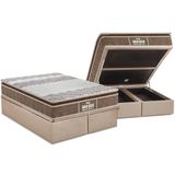 Cama Box Bau Queen Colchao Espuma D33 Probel Ep Guarda Costas Prointense Plus Base Crc Suede Clean 158x198