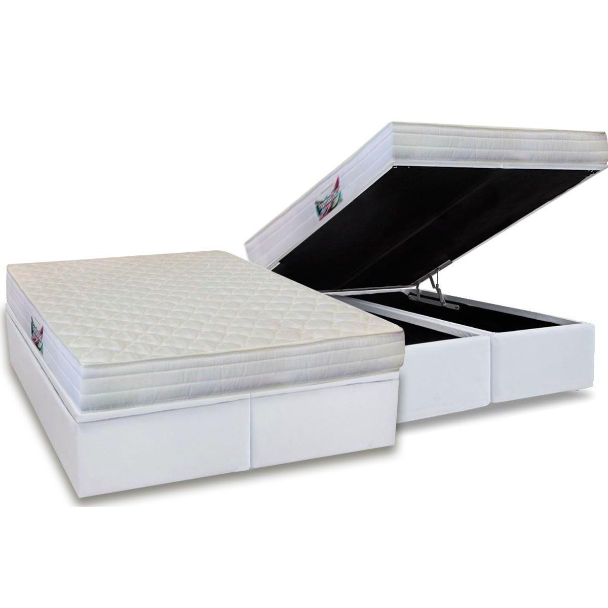 Cama Box Bau Queen Colchao Espuma Herval D28 Ag65 Frontier Base Crc Courano White 158x198