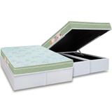 Cama Box Bau Queen Colchao Espuma Castor D33 Sleep Max Euro Pillow Base Crc Courano White 158x198