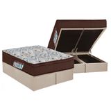 Cama Box Bau Queen Colchao Espuma D45 Ortobom Ep Iso 150 Mega Firme Base Crc Suede Clean 158x198