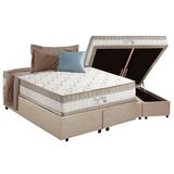 Cama Box Bau Queen Colchao Molas Masterpocket Ensacadas Anjos King Best Clean Base Crc Suede Clean 158x198