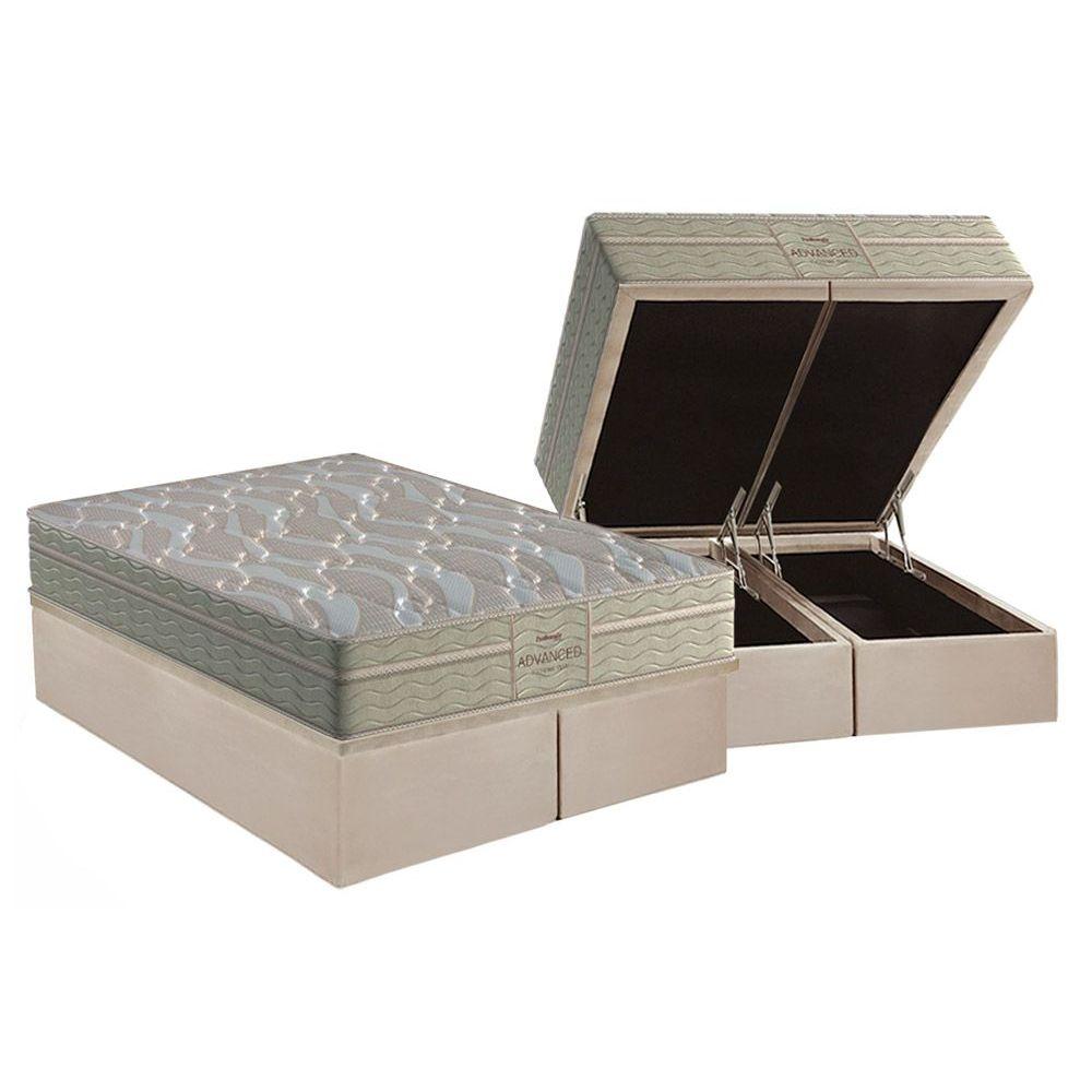 Cama Box Bau Queen Colchao Ortopedico Probel D45 Ep Firmepedic Prodormir Advanced Tech2000 Plus Base Crc Suede Clean 158x198