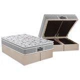 Cama Box Bau Queen Colchao Espuma D45 Probel Ep Guarda Costas Proextreme Plus Base Crc Suede Clean 158x198