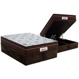 Cama Box Bau Queen Colchao Molas Probel Masterpocket Ensacadas Prodormir Miami Base Crc Suede Brown 158x198