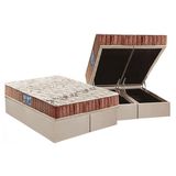 Cama Box Bau Queen Colchao Espuma Anjos D28 Confort Base Crc Suede Clean 158x198