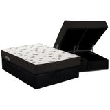 Cama Box Bau King Colchao Espuma Ortobom D45 Light Saude Ortopillow Base Crc Courano Black 186x198