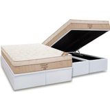 Cama Box Bau King Colchao Molas Ortobom Nanolastic Elegant Base Crc Courano White 186x198