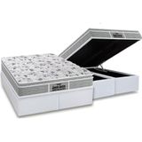 Cama Box Bau Queen Colchao Ortopedico Probel D45 Ep Guarda Costas Proextreme Plus Base Crc Courano White 158x198