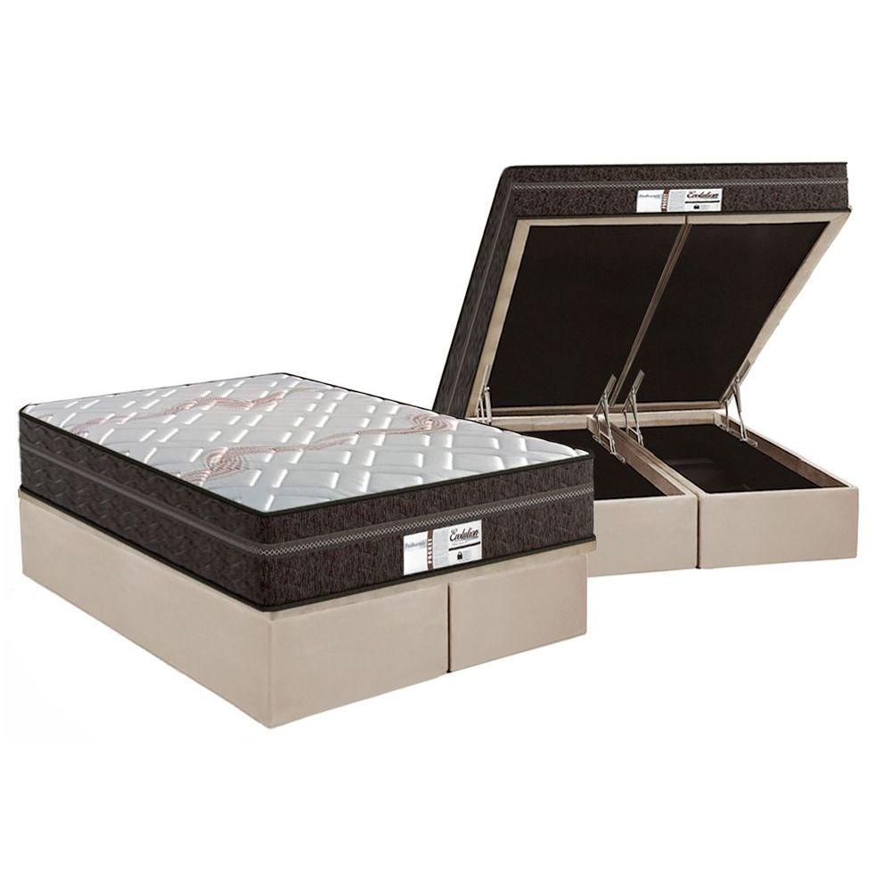 Cama Box Bau King Colchao Molas Masterpocket Ensacadas Probel Prodormir Evolution Base Crc Suede Clean 193x203