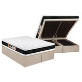 Cama Box Bau King Colchao Espuma Castor D45 Black E White Air Double Face Base Crc Suede Clean 193x203