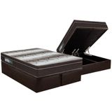 Cama Box Bau Queen Colchao Ortopedico Ortobom Light Base Crc Courano Brown 158x198