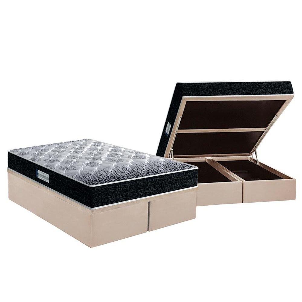 Cama Box Bau Queen Colchao Ortopedico Probel D33 Ep Firmepedic Prodormir Advanced Tech1500 Double Face Base Crc Suede Clean 158x198