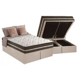 Cama Box Bau Queen Colchao Molas Anjos Superlastic Classic Base Crc Suede Clean 158x198