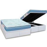Cama Box Bau Queen Colchao Espuma Castor D45 Sleep Max Base Crc Courano White 158x198