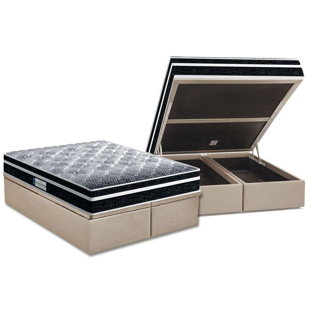 Cama Box Bau Queen Colchao Espuma Probel D33 Ep Prodormir Advanced Tech1500 Plus Base Crc Suede Clean 158x198