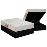 Cama Box Bau Queen Colchao Espuma Castor D33 Sleep Max Relax Base Crc Suede Black 158x198