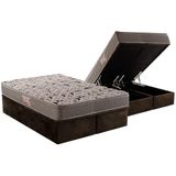 Cama Box Bau Queen Colchao Espuma Herval Ag65 Fort Black Firme Pillow Top Base Crc Suede Brown 158x198