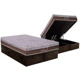 Cama Box Bau Queen Colchao Molas Ensacadas Probel Masterpocket Maxifoam Base Crc Suede Brown 158x198