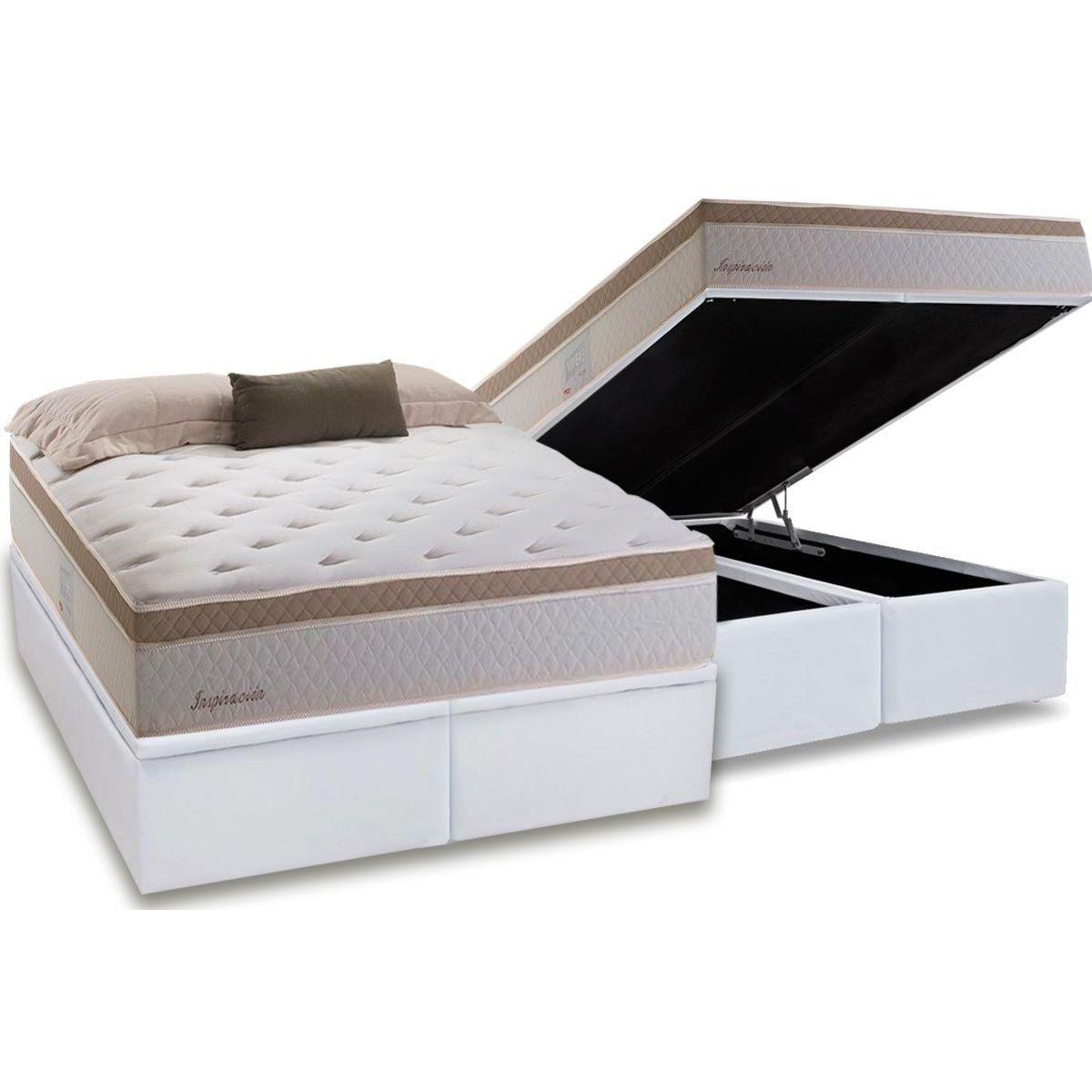 Cama Box Bau King Colchao Molas Herval Masterpocket Inspiracion Base Crc Courano White 193x203