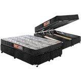 Cama Box Bau Queen Colchao Espuma Paropas D45 Pasquale Base Crc Suede Black 158x198