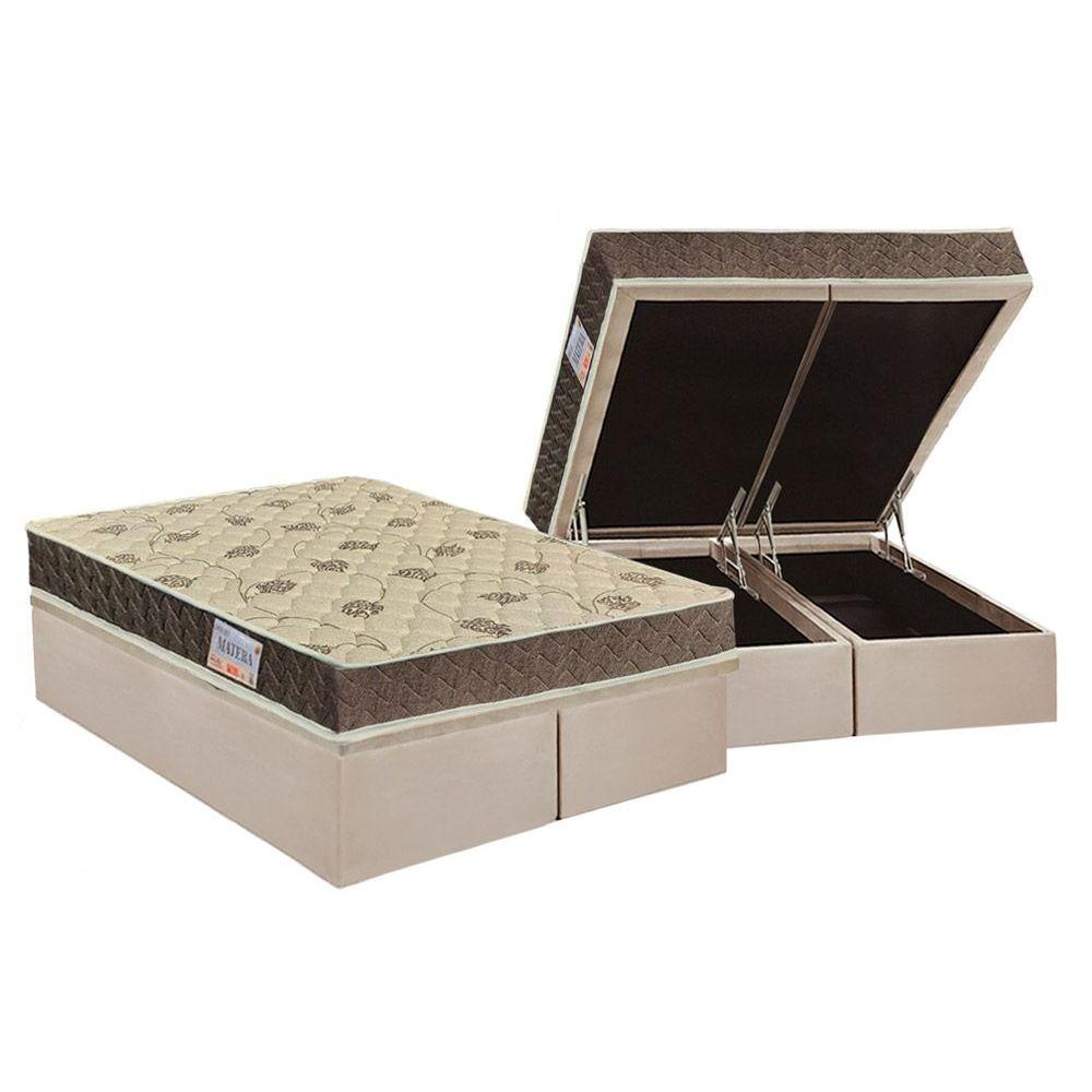 Cama Box Bau King Colchao Espuma Orthoflex D33 Ep Matera Base Crc Suede Clean 193x203