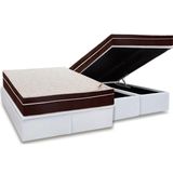 Cama Box Bau Queen Colchao Ortopedico Ortobom Exclusive Base Crc Courano White 158x198