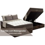 Cama Box Bau Queen Colchao C Vibro Massagem Probel Pro Magnifico Foam Base Crc Suede Brown 158x198