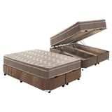 Cama Box Bau Queen Colchao Ortopedico Paropas D33 Ep Confort Ultra Firme Base Crc Suede Brown 158x198