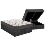 Cama Box Bau Queen Colchao Espuma Ortobom D45 Light Base Crc Suede Gray 158x198