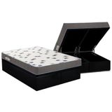 Cama Box Bau Queen Colchao Espuma Ortobom D33 Light Saude Base Crc Courano Black 158x198