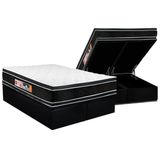 Cama Box Bau King Colchao Espuma Castor D33 Black E White Air Double Face Euro Pillow Base Crc Suede Black 193x203