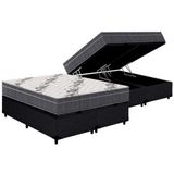 Cama Box Bau Queen Colchao Espuma Ortobom D33 Ep Airtech 100 Base Crc Linhao Black 158x198