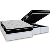 Cama Box Bau Queen Colchao Molas Bonnel Ortobom Nanolastic Physical Base Crc Courano White 158x198