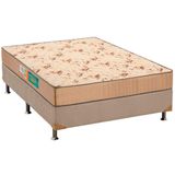 Cama Box Casal Colchao Espuma Polar D33 Perola Base Crc Suede Clean 138x188