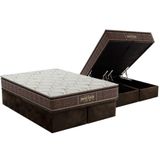 Cama Box Bau Queen Colchao Ortopedico Probel Guarda Costas Extra Firme Base Crc Suede Brown 158x198