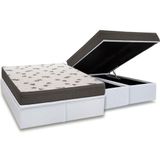 Cama Box Bau Queen Colchao Espuma Ortobom D45 Light Base Crc Courano White 158x198