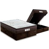 Cama Box Bau Queen Colchao Molas Masterpocket Ensacadas Probel Prodormir Evolution Base Crc Suede Brown 158x198