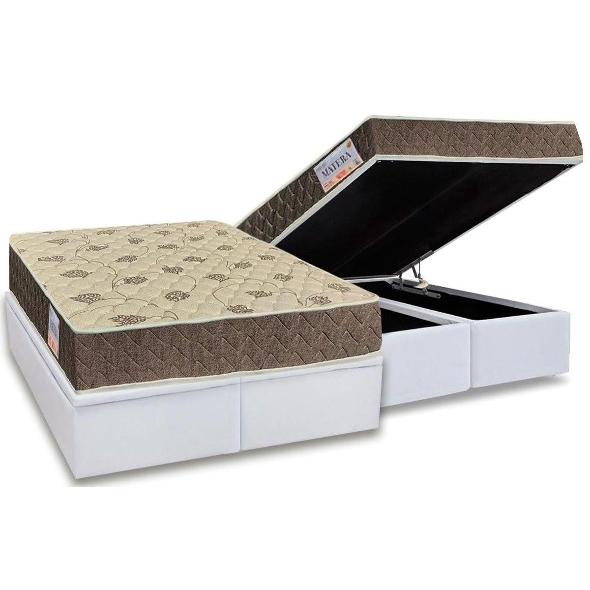 Cama Box Bau King Colchao Anatomico Orthoflex D33 Ep Matera Base Crc Courano White 193x203