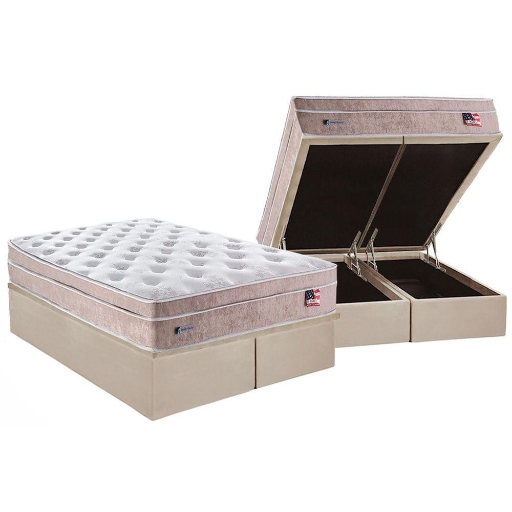 Cama Box Bau King Colchao Molas Plumatex Masterpocket Ensacadas Miami Base Crc Suede Clean 193x203