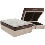 Cama Box Bau Queen Colchao Ortopedico Probel Guarda Costas Extra Firme Base Crc Suede Clean 158x198