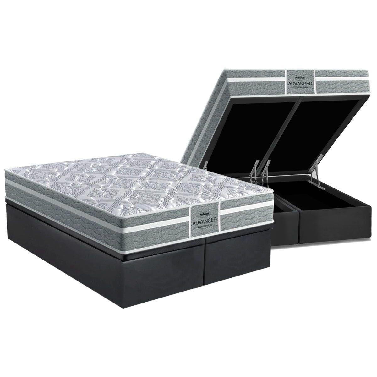 Cama Box Bau Queen Colchao Ortopedico Probel D28 Ep Firmepedic Prodormir Advanced Tech1000 Plus Base Crc Suede Gray 158x198