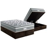 Cama Box Bau Queen Colchao Molas Ensacadas Probel Masterpocket Prodormir Evolution Base Crc Suede Brown 158x198