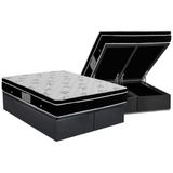 Cama Box Bau Queen Colchao Molas Ortobom Nanolastic Physical Base Crc Suede Gray 158x198