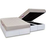 Cama Box Bau King Colchao Espuma Herval D45 Top Base Crc Courano White 193x203