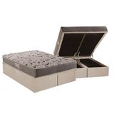 Cama Box Bau Queen Colchao Espuma Herval Ag65 Fort Black Firme Pillow Top Base Crc Suede Clean 158x198